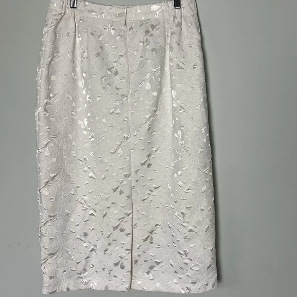 Vintage White Lace Pencil Skirt sz 14 Lined‎ Resortwear Vacation Party Cottage